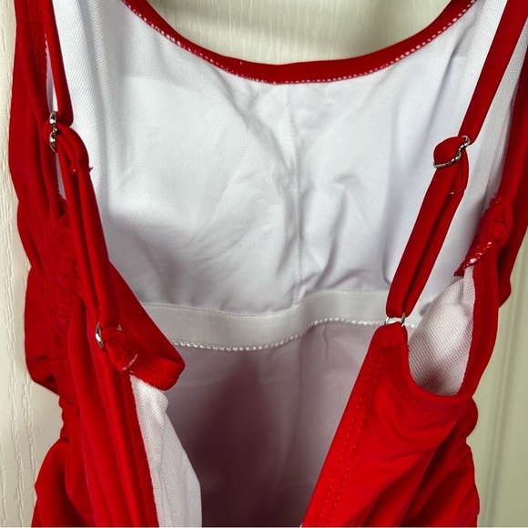 Bathing Suit, One Piece, Red, Tie Cinched Waste, size small full coverage NWOT - Picture 7 of 9